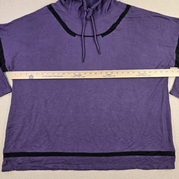 Te Verde Purple Hooded Tunic Sweatshirt Womens 3X Black Trim Pullover - Picture 5 of 8